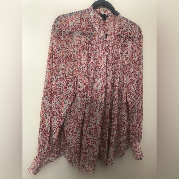 TORRID Womens Crinkle Chiffon Smocked Blouson Sleeve Semi Sheer Top Plus Size 1 - Picture 8 of 14